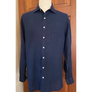 Rodd & Gunn Willowbank Italian Linen Shirt‎ Mens M Midnight Blue Sports Fit